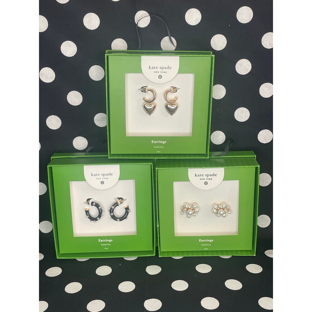 Kate Spade for Target BUNDLE - Pearl, Gold Balloon, & Black Pearl Hoop Earrings